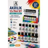Artlantis Akrilik Boya 12 Renk Pastel ve Ana Renk 1 Paket Monalisa 70 ml 12 Li Akrilik Boya Resim Dersi Tuval Ahşap Taş Boya Seti - Standart - Çok Renkli