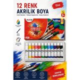 Artlantis Akrilik Boya 12 Renk Tüp 1 Paket Fatih 12 ml 12 Li Akrilik Boya Resim Dersi Tuval Ahşap Taş Boya Seti - Standart - Çok Renkli