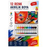 Artlantis Akrilik Boya 12 Renk Tüp 1 Paket Fatih 12 ml 12 li Akrilik Boya Resim Dersi Tuval Ahşap Taş Boya Seti
