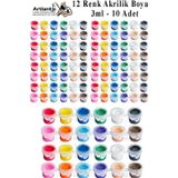 Artlantis Akrilik Boya 3 ml 12 Renk 10 Paket Mini Küçük Akrilik Boya Taş Ahşap Seramik Tuval Alçı Tuval Etkinlik Boyama Sanatsal
