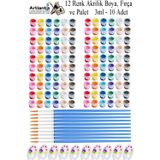 Artlantis Akrilik Boya 3 ml 12 Renk Resim Fırçası ve Paleti 10 Paket Mini Küçük Akrilik Boya Taş Ahşap Seramik Tuval Alçı Tuval