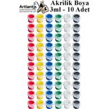 Artlantis Akrilik Boya 3 ml 6 Renk 10 Paket Mini Küçük Akrilik Boya Taş Ahşap Seramik Tuval Alçı Tuval Etkinlik Boyama Sanatsal