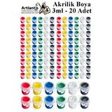 Artlantis Akrilik Boya 3 Ml 6 Renk 20 Paket Mini Küçük Akrilik Boya Taş Ahşap Seramik Tuval Alçı Tuval Etkinlik Boyama Sanatsal Çok Renkli