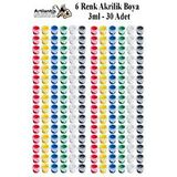 Artlantis Akrilik Boya 3 Ml 6 Renk 30 Paket Mini Küçük Akrilik Boya Taş Ahşap Seramik Tuval Alçı Tuval Etkinlik Boyama Sanatsal Çok Renkli
