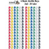 Artlantis Akrilik Boya 3 ml 6 Renk 30 Paket Mini Küçük Akrilik Boya Taş Ahşap Seramik Tuval Alçı Tuval Etkinlik Boyama Sanatsal