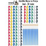 Artlantis Akrilik Boya 3 ml 6 Renk Resim Fırçası 20 Paket Mini Küçük Akrilik Boya Taş Ahşap Seramik Tuval Alçı Tuval Etkinlik