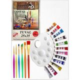 Artlantis Akrilik Boya Hobi Boyama Seti 1 Paket 25X35 cm Tuval 12 Li Akrilik Boya Tüp Resim Paleti