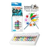 Artlantis Akrilik Boya Mikro 12 Renk 9 Ml Tüp 1 Paket 12 Li Akrilik Boya Seti ve Yuvarlak Resim Paleti Fırçalı 1 Paket 10 Hazneli Boya Paleti Sanatsal Boyalar İçin Palet Akrilik Boya