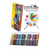 Artlantis Akrilik Boya Novacolor 10 Renk 9 ml Tüp 1 Paket 10 Lu Akrilik Boya Seti ve Yuvarlak Resim Paleti Fırçalı 1 Paket 10 Hazneli Boya Paleti Sanatsal Boyalar Için Palet Akrilik Boya