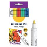 Artlantis Akrilik Markör Seti 5 Renk 1 Paket 2 mm Yuvarlak Uçlu Akrilik Marker Keçe Uçlu Seramik Ahşap Kumaş Tuval Metal Taş Her Yüzeye