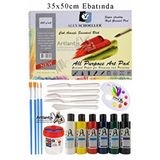 Artlantis Alex Schoeller Çok Amaçlı Sanatsal Blok 35x50 200 Gr 15 Yaprak Monalisa 70 Ml Akrilik Boya 6 Renk Plastik Spatula Fırça Çok Renkli