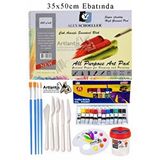 Artlantis Alex Schoeller Çok Amaçlı Sanatsal Blok 35x50 200 Gr 15 Yaprak Mydido 12 Renk 12 Ml Yağlı Boya Plastik Spatula Fırça Çok Renkli