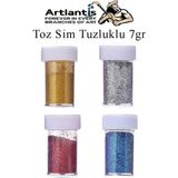 Artlantis Altın Gümüş Kırmızı Mavi Toz Sim Tuzluklu 7 gr 4 Adet Renkli Toz Sim Epoksi Reçine Okul Etkinlik Dekarasyon Slime - Standart - Altın Sarı