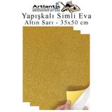 Artlantis Altın Sarı Yapışkanlı Simli Eva 35x50 cm 3 Adet Simli Yapışkanlı Eva Süngeri Okul Kreş Anasınıfı Eli