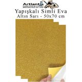 Artlantis Altın Sarı Yapışkanlı Simli Eva 50X70 cm 3 Adet Simli Yapışkanlı Eva Süngeri Okul Kreş Anasınıfı Elişi Etkinlikleri Hobi - Altın Sarısı - Standart