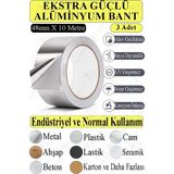 Artlantis Alüminyum Bant 10 Metre 3 Paket Aliminyum Folyo Yapışkanlı Band Aspiratör Soba Borusu Tamir Sıcaklığa Dayanıklı Yanmaz - Gri - Standart - 48mm x 10 metre