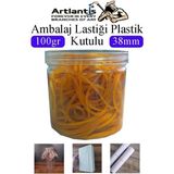 Artlantis Ambalaj Lastiği 100 gr Plastik Kutulu 1 Paket Mikro 38 mm Para Lastigi Paket Lastiği Kopmaz %100 Kauçuk Elastik Kaliteli - Sarı - Standart - 38mm