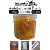 Artlantis Ambalaj Lastiği 100 gr Plastik Kutulu 1 Paket Mikro 50MM Para Lastigi Paket Lastiği Kopmaz %100 Kauçuk Elastik Kaliteli - Sarı - Standart