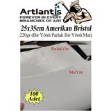 Artlantis Amerikan Bristol Karton 25 x 35 cm 100 Adet 220 gr Bir Tarafı Parlak Bir Tarafı Mat Kağıt Biristol Karton - Beyaz - Standart - 25X35cm
