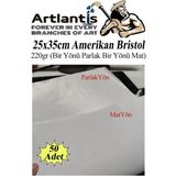 Artlantis Amerikan Bristol Karton 25 x 35 cm 50 Adet 220 gr Bir Tarafı Parlak Bir Tarafı Mat Kağıt Biristol Karton - Beyaz - Standart - 25X35cm