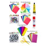 Artlantis Anaokulu Etkinlik Seti 10 lu 1 Paket Okul Öncesi Gelişim Seti Eva Keçe Oynar Göz Krapon Ponpon Elişi Kağıdı Fon Kartonu