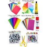 Artlantis Anaokulu Etkinlik Seti 9 Lu 1 Paket Okul Öncesi Gelişim Seti Eva Keçe Oynar Göz Krapon Ponpon Elişi Kağıdı - Renkli - Standart - 9 Parça