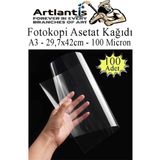 Artlantis Asetat Kağıdı Pvc A3 100 Adet 100 Micron Fotokopi Asetatı Şeffaf A3 Kağıdı 29.7X42 Projektör Tepegöz - Standart - 29.7x42 cm