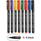 Artlantis Asetat Kalemi 8 Renk 0.4 mm 1 Paket Lineplus Ince Uçlu CD Kalemi S Keçe Uçlu Kalem Silinmez Renkli Permanent Kalem - Çok Renkli - Standart - S 0.4mm