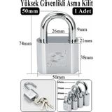 Artlantis Asma Kilit 50 mm 1 Adet Dark Plus Paslanmaz Çelik Asma Kilit Dayanıklı Yedek Anahtarlı Zincir Kilidi Kapı Bahçe Kilidi - Gri - 50mm - Standart