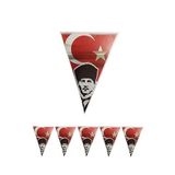 Artlantis Atatüklü Flama 1 Adet Ata Flama Süsleme 29 Ekim 23 Nisan Üçgen Kağıt Flama Milli Bayram Süsü Sınıf Okul Süsleme