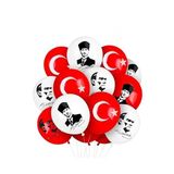 Artlantis Atatüklü ve Bayraklı Balon 100 Adet Ata Balon Süsleme 29 Ekim 23 Nisan Kırmızı Beyaz Balon Bayrak Balon Bayram
