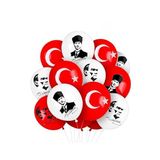 Artlantis Atatüklü ve Bayraklı Balon 50 Adet Ata Balon Süsleme 29 Ekim 23 Nisan Kırmızı Beyaz Balon Bayrak Balon Bayram