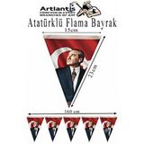 Artlantis Atatürklü Kağıt Flama 1 Adet Set 1 Ata Flama Süsleme 29 Ekim 23 Nisan Üçgen Kağıt Flama Milli Bayram Süsü Sınıf Okul