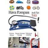 Artlantis Ayak Hava Pompası 1 Adet Kalın Pistonlu Ayak Tipi Hava Pompası Bisiklet Teker Top Kurban Şişirme Araba Göstergeli - Çok Renkli - Standart