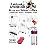 Artlantis Ayaklı Yazı Tahtası Beyaz 50x70 cm Teleskobik Ayaklı 1 Adet Alüminyum Kolay Silinebilir Ergomik Beyaz Yazı Tahtası