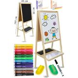 Artlantis Ayaklı Yazı Tahtası Çift Taraflı 40X50CM 1 Adet 12 Renk Jumbo Keçeli Kalem Çocuk Yazı Tahtası Alıştırma Tahtası - Beyaz - Siyah - Standart - 40x55cm