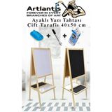 Artlantis Ayaklı Yazı Tahtası Çift Taraflı 40X50CM 1 Adet Çocuk Yazı Tahtası Alıştırma Tahtası - Beyaz - Siyah - Standart - 40x55cm