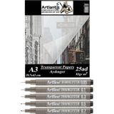 Artlantis Aydınger Kağıdı A3 83 gr 25'li 1 Paket Eskiz Kağıdı Artline Teknik Çizim Kalemi Drawing System 5 Adet