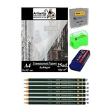 Artlantis Aydınger Kağıdı A4 83 gr 25'li 1 Paket Eskiz Kağıdı Fatih Dereceli Kalem Hamur Silgi Sınav Silgisi Kalemtraş