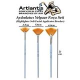 Artlantis Aydınlatıcı Yelpaze Fırça Set 3 Lü 1 Paket Highlighter Brush Yumuşak Sentetik Fırça Makyaj Fırçası Mavi