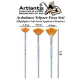 Artlantis Aydınlatıcı Yelpaze Fırça Set 3 lü 1 Paket Highlighter Brush Yumuşak Sentetik Fırça Makyaj Fırçası