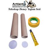 Artlantis Basit Teleskop Yapım Seti 1 Paket Teleskop Deney Seti Silindir Karton Mercek Okul Sınıf Etkinlik - Renkli - Standart