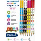 Artlantis Baykuş Kurşun Kalem 8 Adet Faber Castell Yuvarlak Gövdeli Siyah Kurşun Kalem Yumuşak Yazım Kolay Tutuş Kaliteli Okul - Çok Renkli - Standart