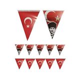 Artlantis Bayrak Ve Atatürklü Flama 2 Adet Ay Yıldız Bayraklı Atalı Flama Süsleme 29 Ekim 23 Nisan Üçgen Kağıt Flama Okul Sınıf Süsü