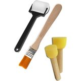 Artlantis Bebek El Ayak Izi Tuval Boyama Seti 1 Paket Parmak Boyası Zemin Fırça Rulo Fırça Ponpon Fırça Hatıra Seti - Renkli - Standart - 20x20cm