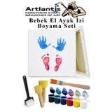 Artlantis Bebek El Ayak İzi Tuval Boyama Seti 1 Paket Parmak Boyası Zemin Fırça Rulo Fırça Ponpon Fırça Hatıra Seti