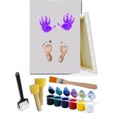 Artlantis Bebek El Ayak Izi Tuval Boyama Seti 25 x 35 cm 1 Paket Parmak Boyası Zemin Fırça Rulo Fırça Ponpon Fırça Hatıra Seti - Renkli - Standart - 25x35cm