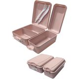Artlantis Beslenme Kutusu 2 Bölmeli Açık Pembe Renk 1 Adet Yemek Saklama Kabı Beslenme Çantası 17X22 cm - Standart
