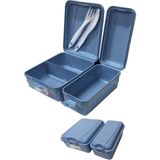 Artlantis Beslenme Kutusu 2 Bölmeli Mavi Renk 1 Adet Yemek Saklama Kabı Beslenme Çantası 17X22 cm - Standart