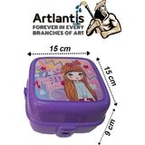 Artlantis Beslenme Kutusu 4 Bölmeli Mor Renk Kız Figürlü 1 Adet Yemek Saklama Kabı Beslenme Çantası - Standart